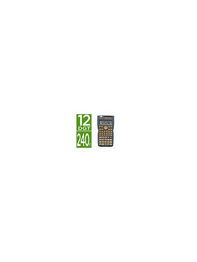 Calculadora liderpapel cientifica xf34 12 digitos 240 funciones con tapa solar y pilas color gris 156x85x20