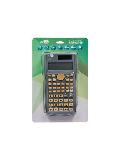 Calculadora liderpapel cientifica xf34 12 digitos 240 funciones con tapa solar y pilas color gris 156x85x20