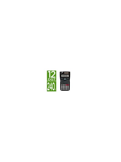 Calculadora liderpapel cientifica xf33 12 digitos 240 funciones con tapa solar y pilas color negro 156x85x20