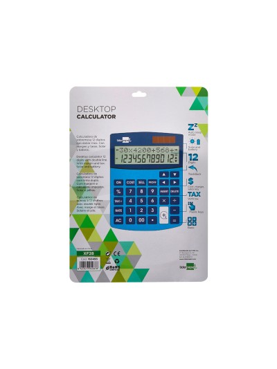 Calculadora liderpapel sobreme sa xf28 12 digitos dos lineas coste venta margen y tasas solar y pilas azul 155x115x25 mm