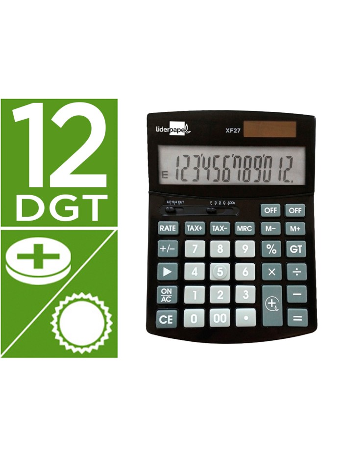 Calculadora liderpapel sobremesa xf27 12 digitos tasas solar y pilas color negro 155x115x25 mm Calculadora liderpapel sobremesa xf27 12 digitos tasas solar y pilas color negro 155x115x25 mm