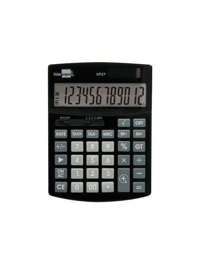 Calculadora liderpapel sobremesa xf27 12 digitos tasas solar y pilas color negro 155x115x25 mm