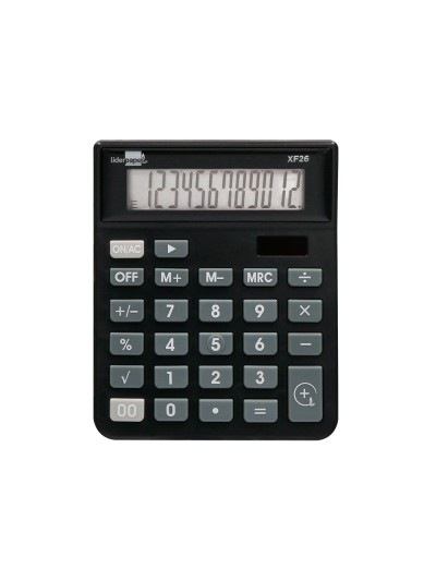 Calculadora liderpapel sobremesa xf26 12 digitos solar y pilas color negro 127x105x24 mm