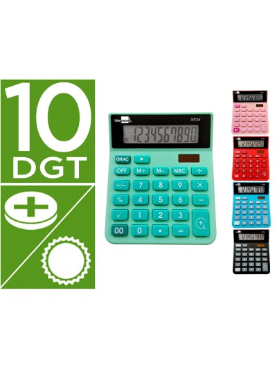 Calculadora liderpapel sobremesa xf25 10 digitos solar y pilas 127x105x24 mm expositor de 10 unidades