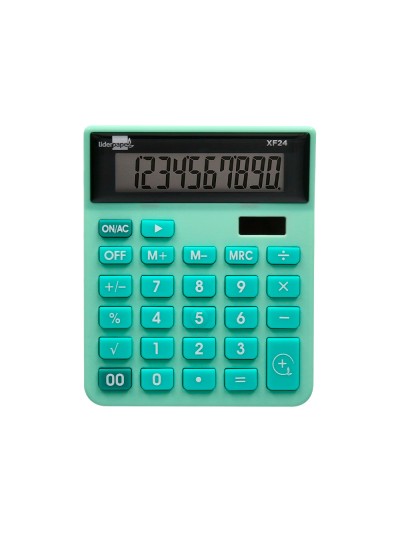 Calculadora liderpapel sobremesa xf24 10 digitos solar y pilas color verde 127x105x24 mm