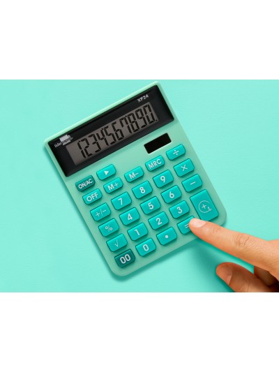 Calculadora liderpapel sobremesa xf24 10 digitos solar y pilas color verde 127x105x24 mm