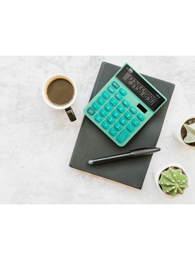 Calculadora liderpapel sobremesa xf24 10 digitos solar y pilas color verde 127x105x24 mm