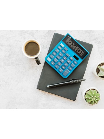 Calculadora liderpapel sobremesa xf21 10 digitos solar y pilas color azul 127x105x24 mm