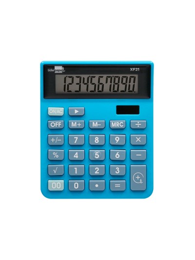 Calculadora liderpapel sobremesa xf21 10 digitos solar y pilas color azul 127x105x24 mm