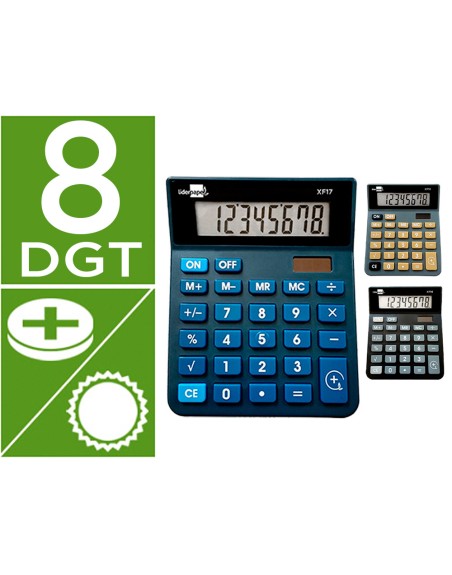 Calculadora liderpapel sobremesa xf19 8 digitos solar y pilas 127x105x24 mm expositor 10 unidades