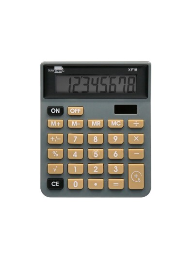 Calculadora liderpapel sobremesa xf18 8 digitos solar y pilas color gris 127x105x24 mm