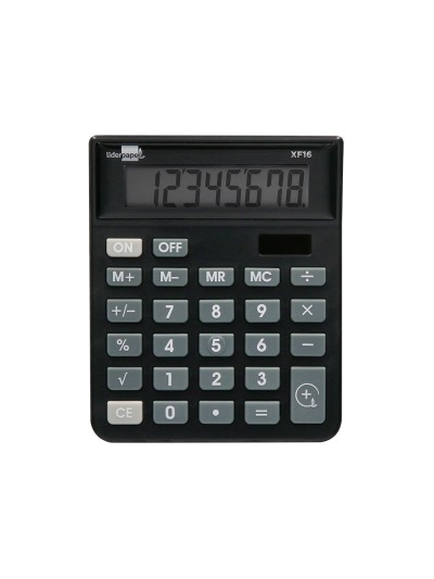Calculadora liderpapel sobremesa xf16 8 digitos solar y pilas color negro 127x105x24 mm