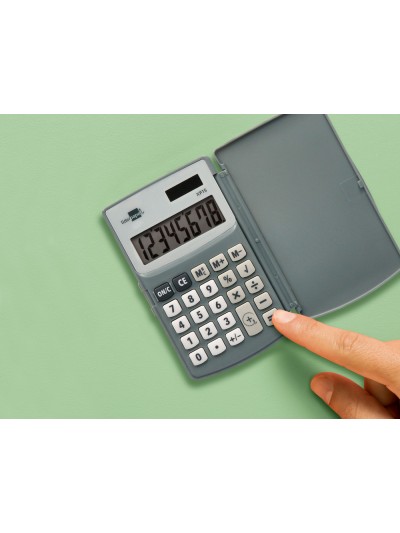 Calculadora liderpapel bolsillo xf15 10 digitos con tapa solar y pilas color gris 123x75x12 mm