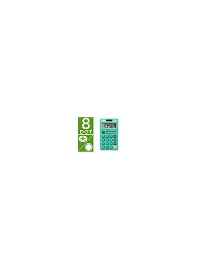 Calculadora liderpapel bolsillo xf13 8 digitos solar y pilas color verde 115x65x8 mm
