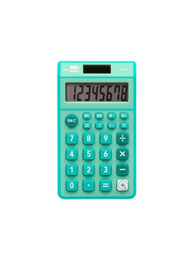Calculadora liderpapel bolsillo xf13 8 digitos solar y pilas color verde 115x65x8 mm