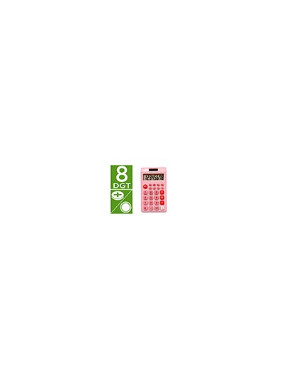 Calculadora liderpapel bolsillo xf12 8 digitos solar y pilas color rosa 115x65x8 mm
