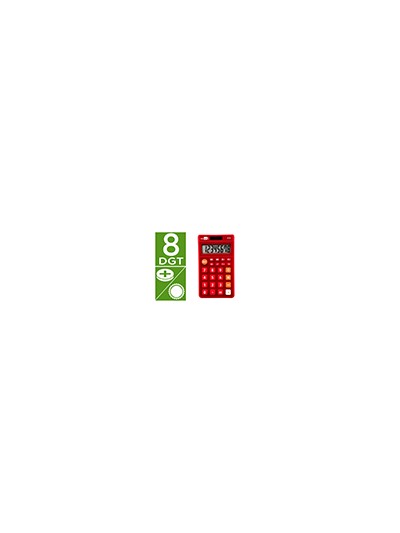 Calculadora liderpapel bolsillo xf11 8 digitos solar y pilas color rojo 115x65x8 mm