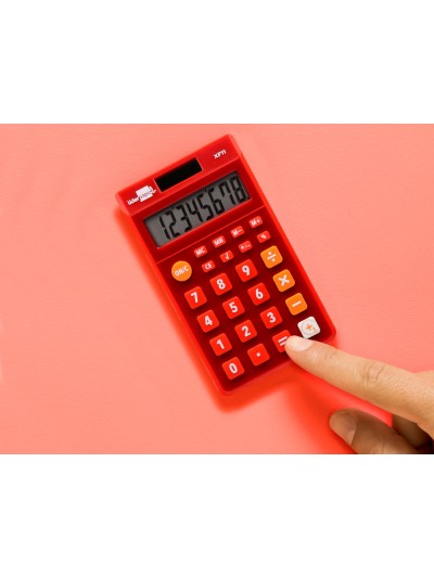 Calculadora liderpapel bolsillo xf11 8 digitos solar y pilas color rojo 115x65x8 mm
