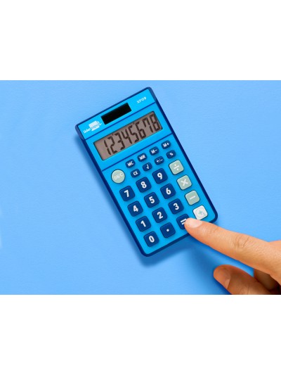 Calculadora liderpapel bolsillo xf09 8 digitos solar y pilas color azul 115x65x8 mm