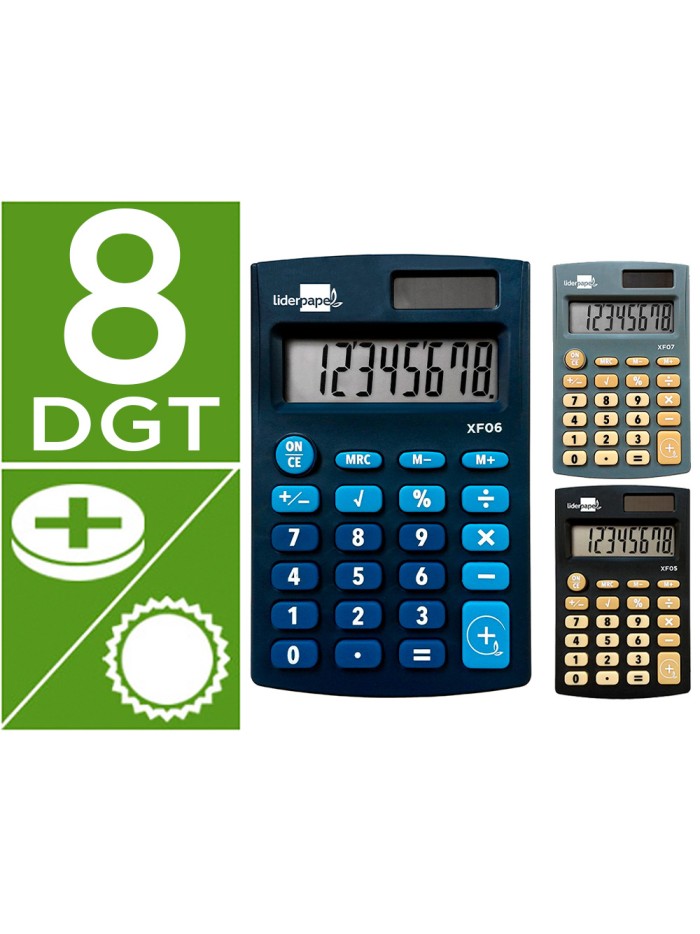 Calculadora liderpapel expositor 16 unidades colores bolsillo xf08 8 digitos solar y pilas 98x62x8 mm Calculadora liderpapel expositor 16 unidades colores bolsillo xf08 8 digitos solar y pilas 98x62x8 mm