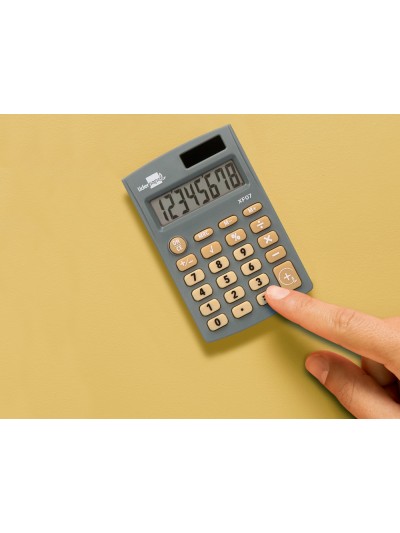 Calculadora liderpapel bolsillo xf07 8 digitos solar y pilas color gris 98x62x8 mm