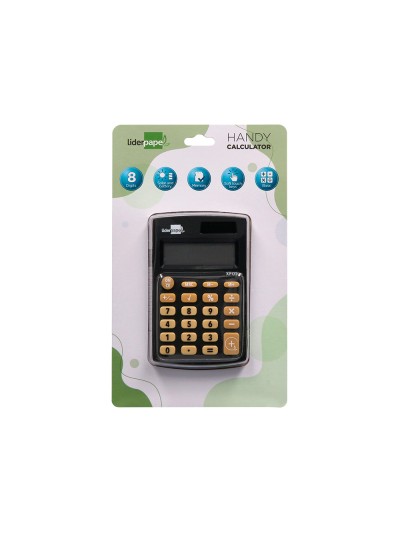 Calculadora liderpapel bolsillo xf05 8 digitos solar y pilas color negro 98x62x8 mm