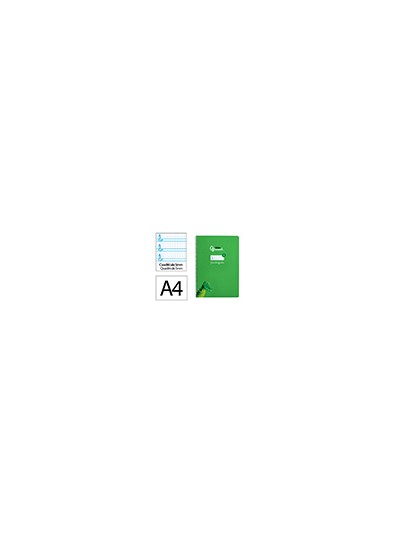 Cuaderno espiral liderpapel din a4 pautaguia tapa dura 80h 90 gr cuadro pautado 5mm color verde