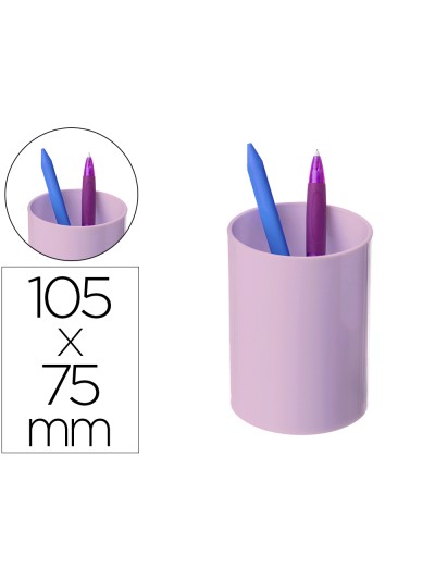 Cubilete portalapices archivo 2000 rosa pastel opaco plastico 100% reciclado diametro 75 mm alto 105 mm