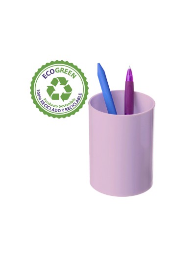 Cubilete portalapices archivo 2000 rosa pastel opaco plastico 100% reciclado diametro 75 mm alto 105 mm