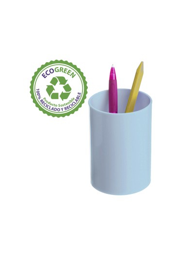 Cubilete portalapices archivo 2000 azul pastel opaco plastico 100% reciclado diametro 75 mm alto 105 mm