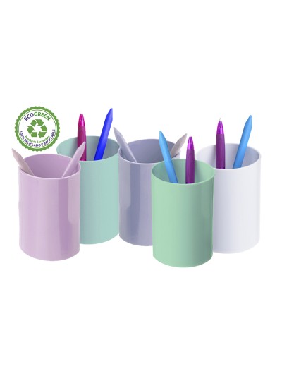Cubilete portalapices archivo 2000 azul pastel opaco plastico 100% reciclado diametro 75 mm alto 105 mm