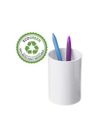 Cubilete portalapices archivo 2000 blanco pastel opaco plastico 100% reciclado diametro 75 mm alto 105 mm