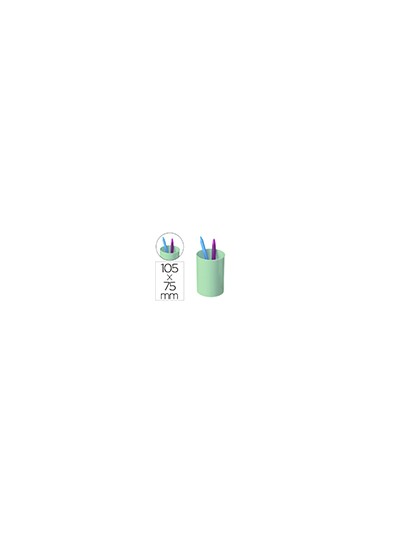 Cubilete portalapices archivo 2000 verde pastel opaco plastico 100% reciclado diametro 75 mm alto 105 mm