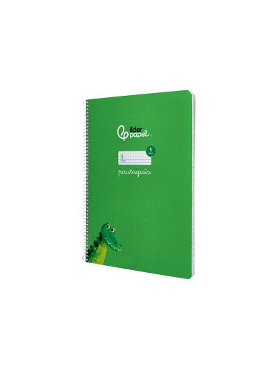 Cuaderno espiral liderpapel din a4 pautaguia tapa dura 80h 90 gr cuadro pautado 5mm color verde