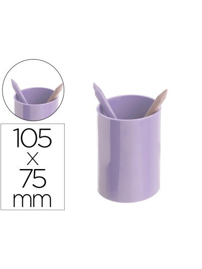 Cubilete portalapices archivo 2000 malva pastel opaco plastico 100% reciclado diametro 75 mm alto 105 mm