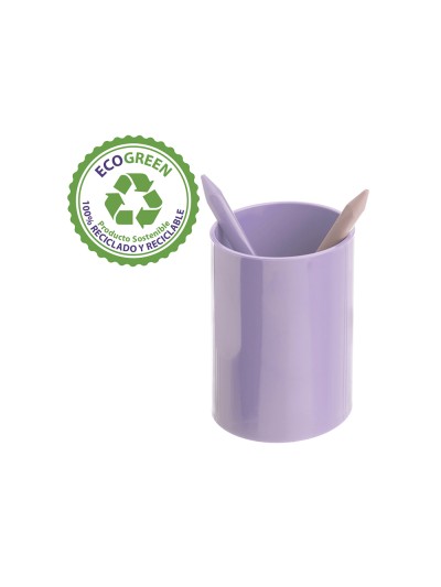 Cubilete portalapices archivo 2000 malva pastel opaco plastico 100% reciclado diametro 75 mm alto 105 mm
