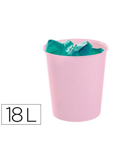 Papelera plastico archivo 2000 ecogreen 100% reciclada 18 litros color rosa pastel