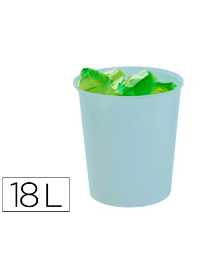 Papelera plastico archivo 2000 ecogreen 100% reciclada 18 litros color azul pastel