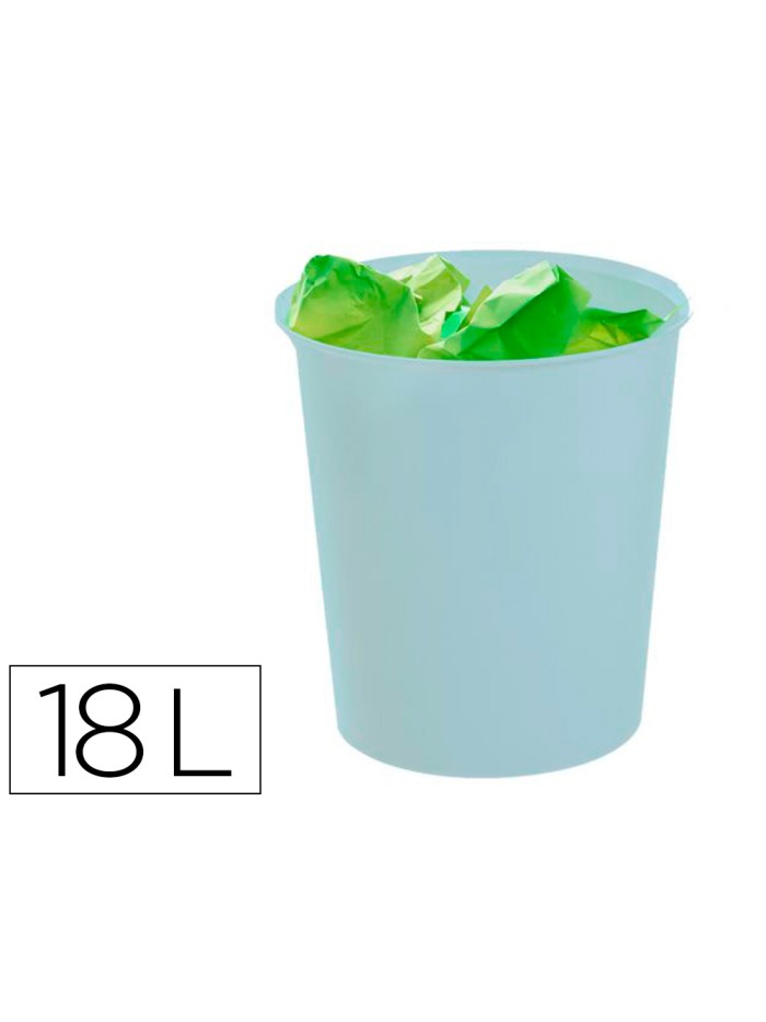 Papelera plastico archivo 2000 ecogreen 100% reciclada 18 litros color azul pastel Papelera plastico archivo 2000 ecogreen 100% reciclada 18 litros color azul pastel