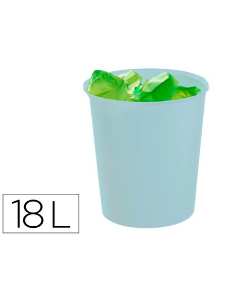 Papelera plastico archivo 2000 ecogreen 100% reciclada 18 litros color azul pastel