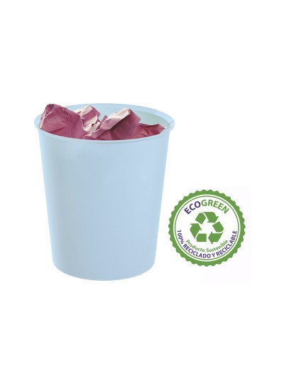Papelera plastico archivo 2000 ecogreen 100% reciclada 18 litros color azul pastel