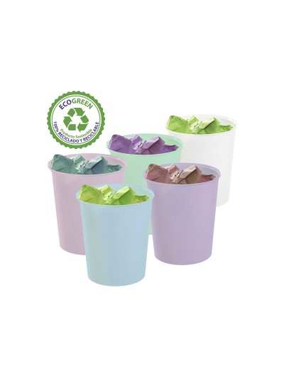 Papelera plastico archivo 2000 ecogreen 100% reciclada 18 litros color azul pastel