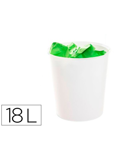 Papelera plastico archivo 2000 ecogreen 100% reciclada 18 litros color blanco pastel