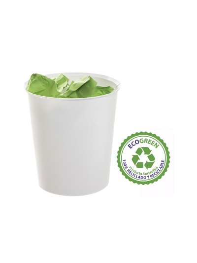 Papelera plastico archivo 2000 ecogreen 100% reciclada 18 litros color blanco pastel