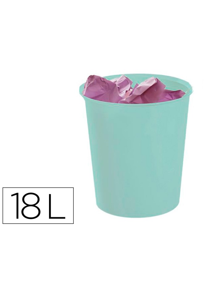 Papelera plastico archivo 2000 ecogreen 100% reciclada 18 litros color verde pastel