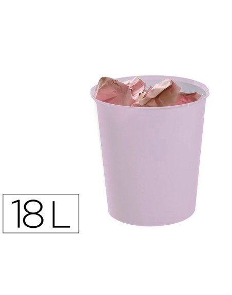 Papelera plastico archivo 2000 ecogreen 100% reciclada 18 litros color malva pastel