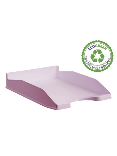 Bandeja sobremesa archivo 2000 ecogreen plastico 100% reciclado apilable formatos din a4 y folio color rosa