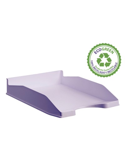 Bandeja sobremesa archivo 2000 ecogreen plastico 100% reciclado apilable formatos din a4 y folio color malva