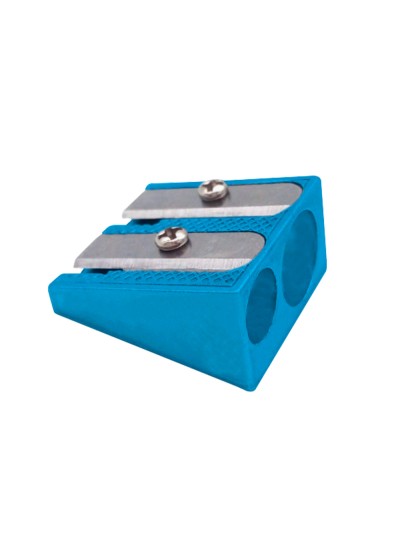 Sacapuntas liderpapel metalico cuña 2 usos color azul
