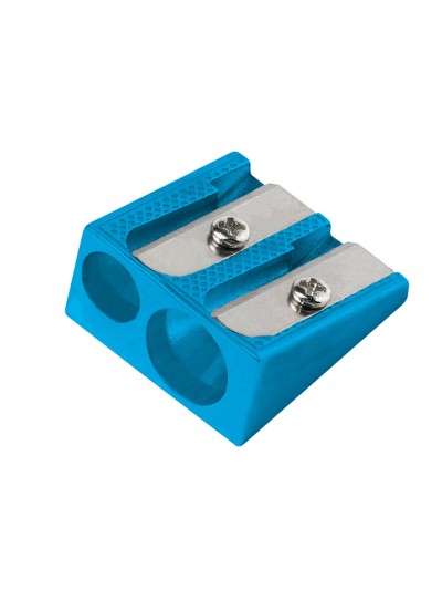 Sacapuntas liderpapel metalico cuña 2 usos color azul